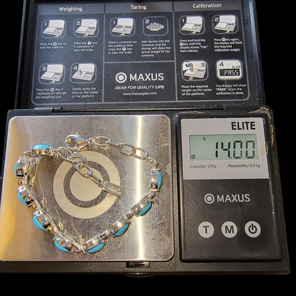 Sleeping Beauty Turquoise & Sterling Silver Line or Tennis Bracelet - Picture 12 of 12